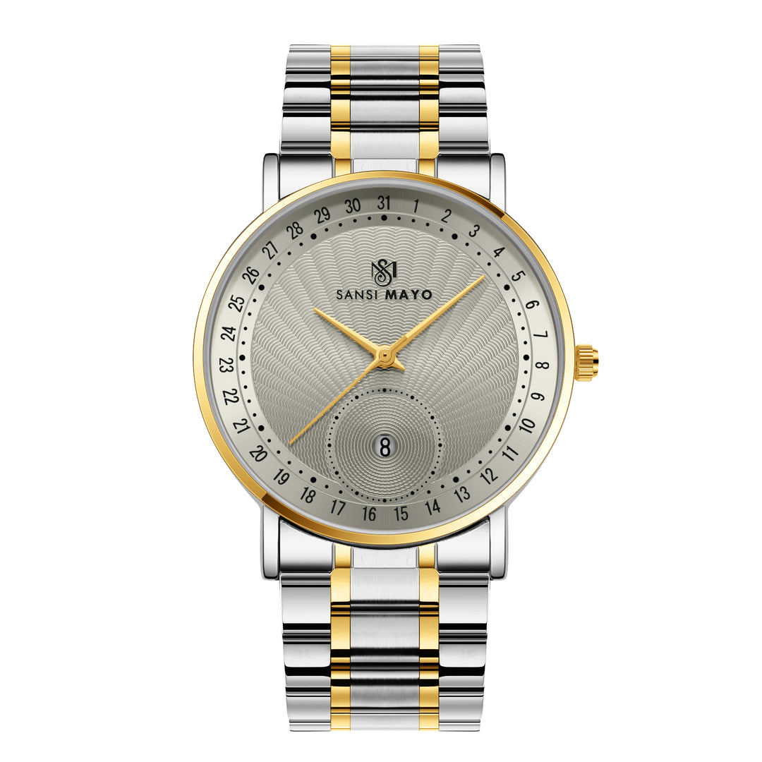 Sansi Mayo Axis Classic Two-Tone Stainless Steel Watch — Grey Dial Edition