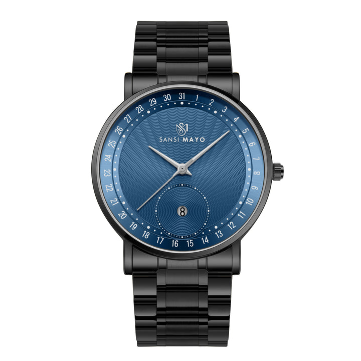Axis Bold Black & Blue Quartz Date Dial