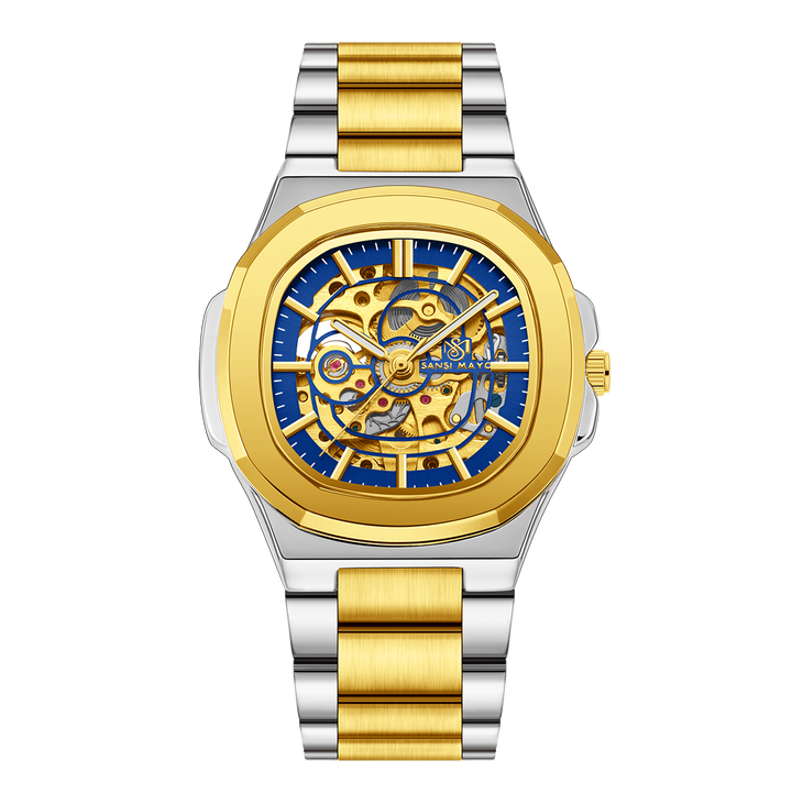 Zeus Two-Tone Silver & Gold Automatic — Blue Gold Dial