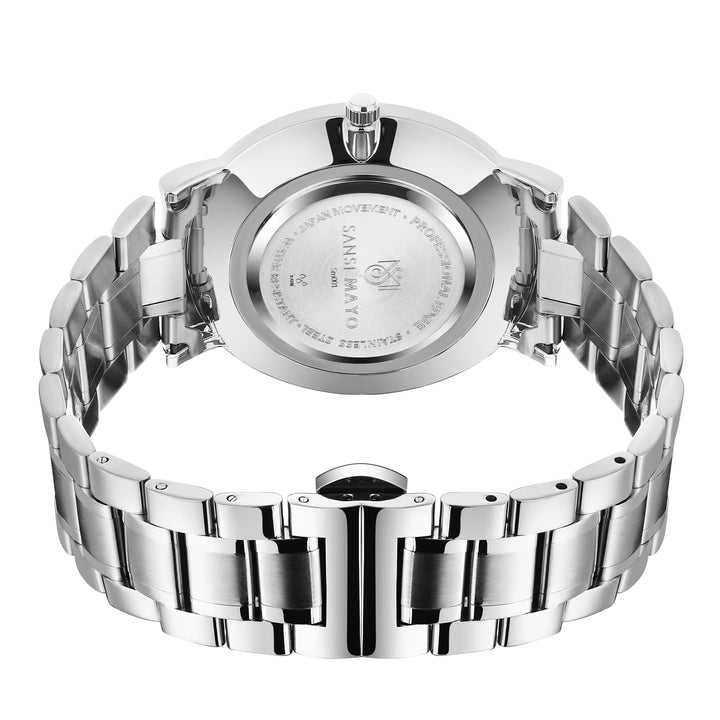 Sansi Mayo Axis Silver Stainless Steel Watch — Blue Dial