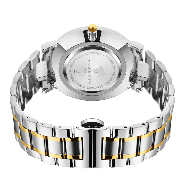 Sansi Mayo Axis Two-Tone Silver & Gold Stainless Steel Watch — Black Dial