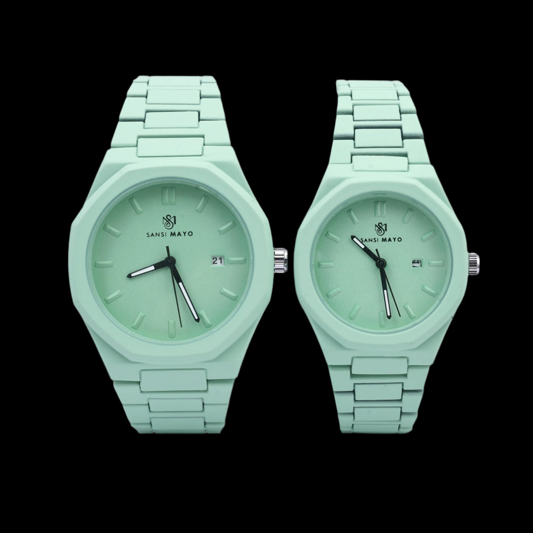 Couple Sea Green Elegance Wrist Watch Sets