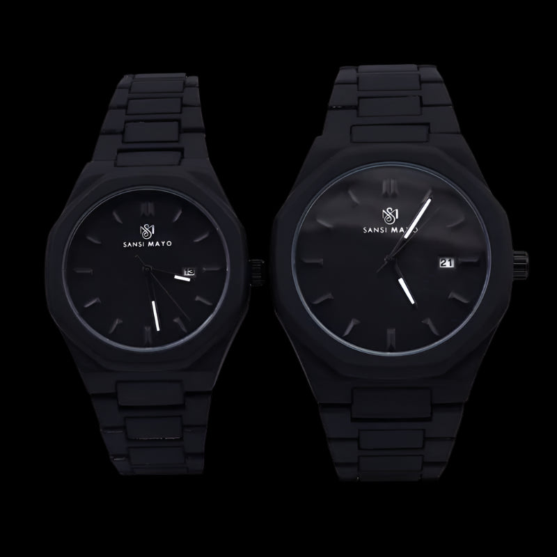 Sansi Mayo Couple Black Titan Wrist Watch Set