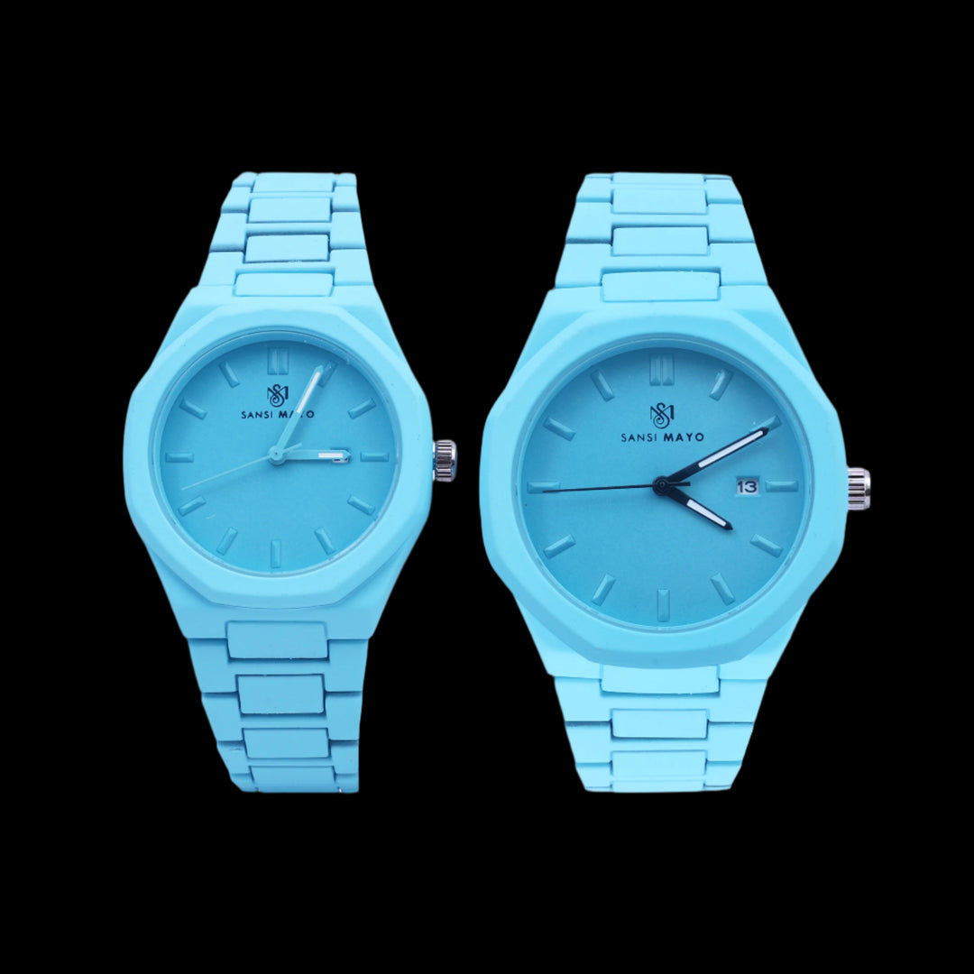Couple Sky Blue Serenity Wrist Watch Set
