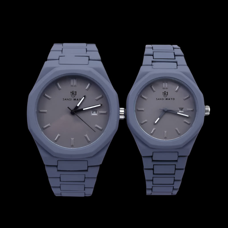 Sansi Mayo Couple Gray Horizon Wrist Watch Set