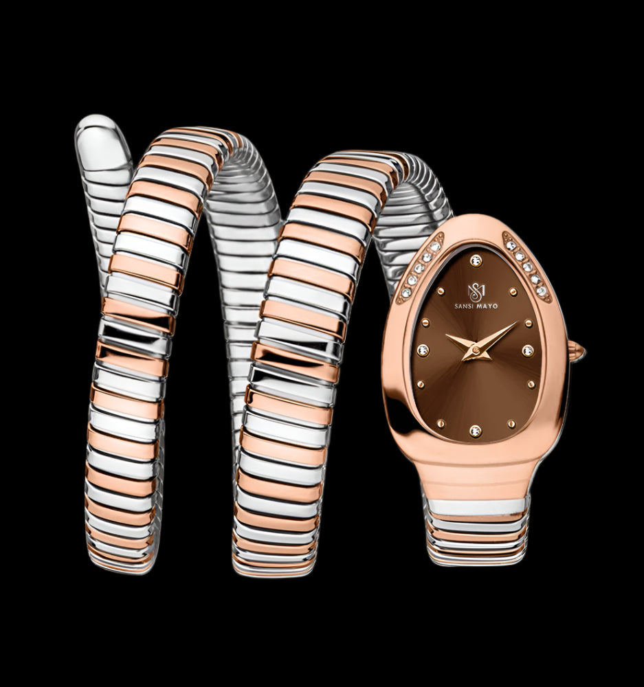 Snake Stone Brown Gold Analog