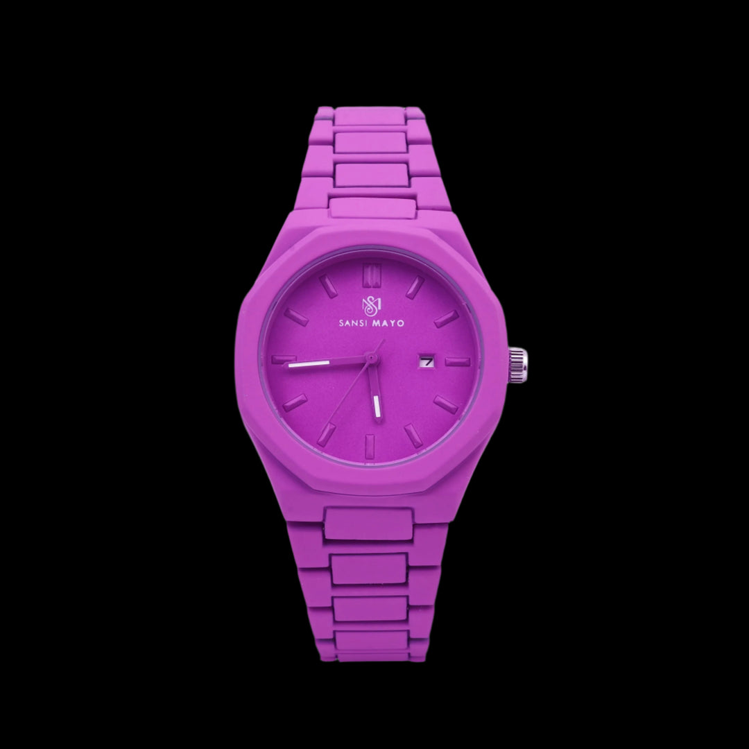 White Purple Wrist Watch