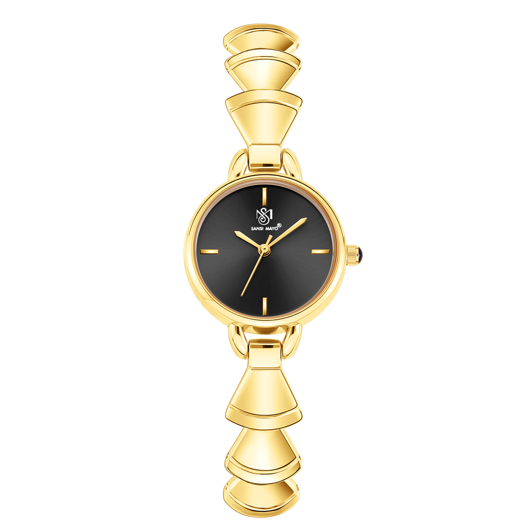 Sansi Mayo Flare Watch — Bell Band Edition (Gold, Black Dial)