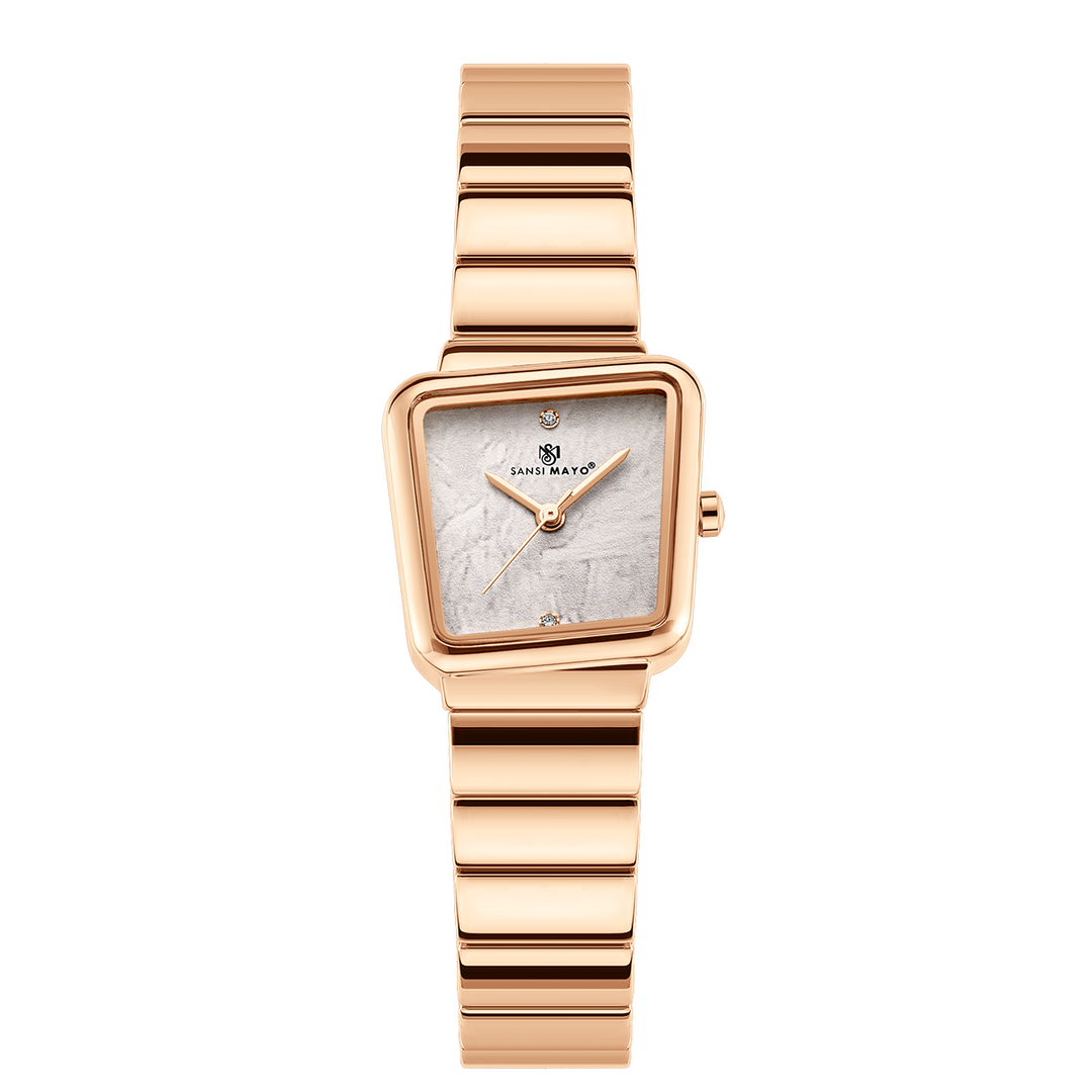 Sansi Mayo Lina Watch — Square Case Edition (Rose Gold, White Dial)