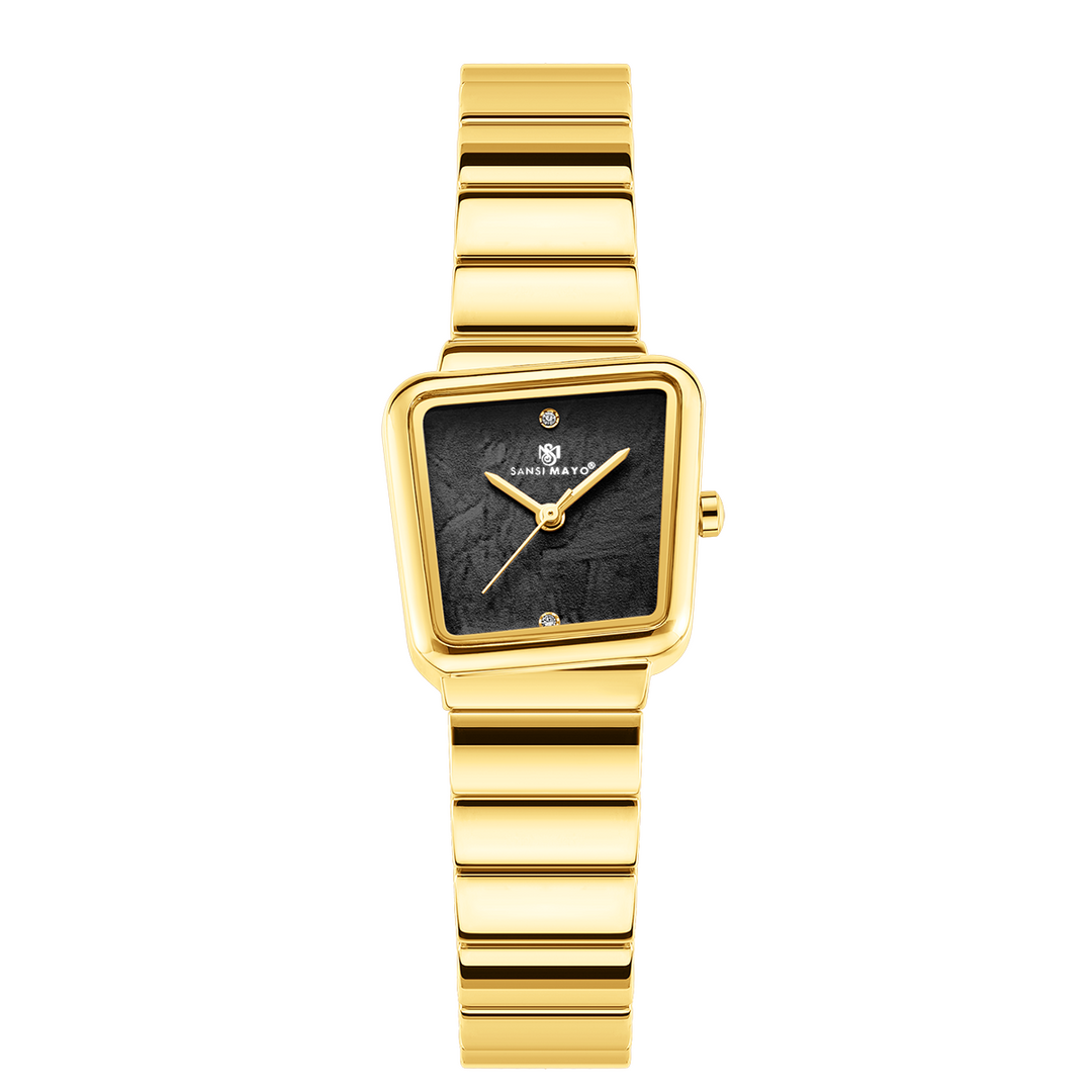 Sansi Mayo Lina Watch — Square Case Edition (Gold, Black Dial)