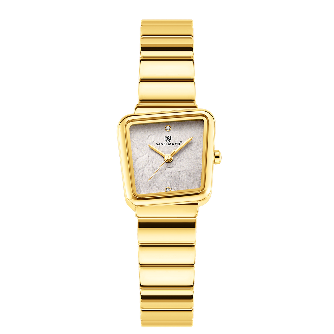 Sansi Mayo Lina Watch — Square Case Edition (Gold, White Dial)