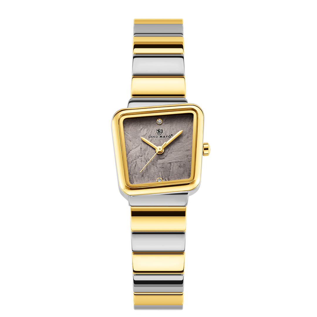 Sansi Mayo Stainless Steel Watch — Two-Tone silver Gold (Dark Grey Dial)