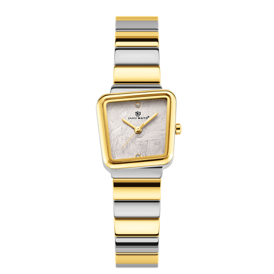 Sansi Mayo Stainless Steel Watch — Two-Tone silver Gold (Grey Dial)