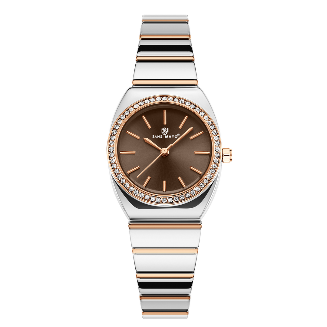 Sansi Mayo MIKA Brown Dial Two Tone silver Rose Gold Watch — Egyptian Stone Edition