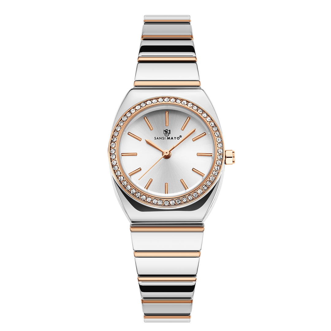 Sansi Mayo MIKA White Dial Two Tone silver Rose Gold Watch — Egyptian Stone Edition