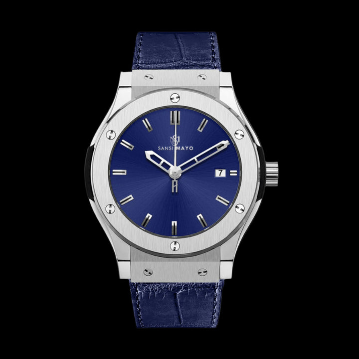 Hanry Sapphire Blue Leather Analog