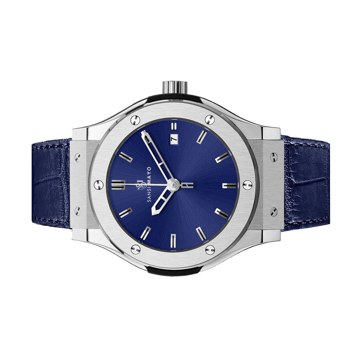 Hanry Sapphire Blue Leather Analog