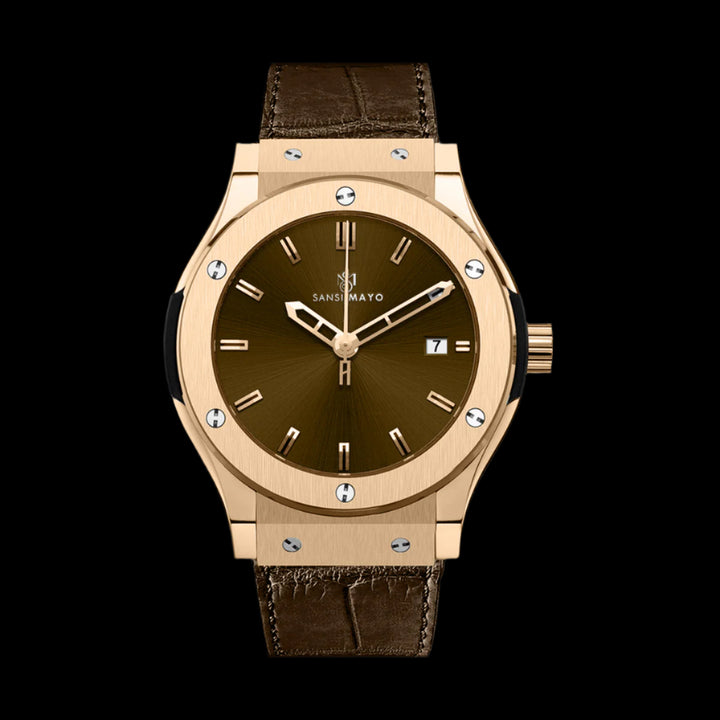 Hanry Mocha Brown Leather Analog