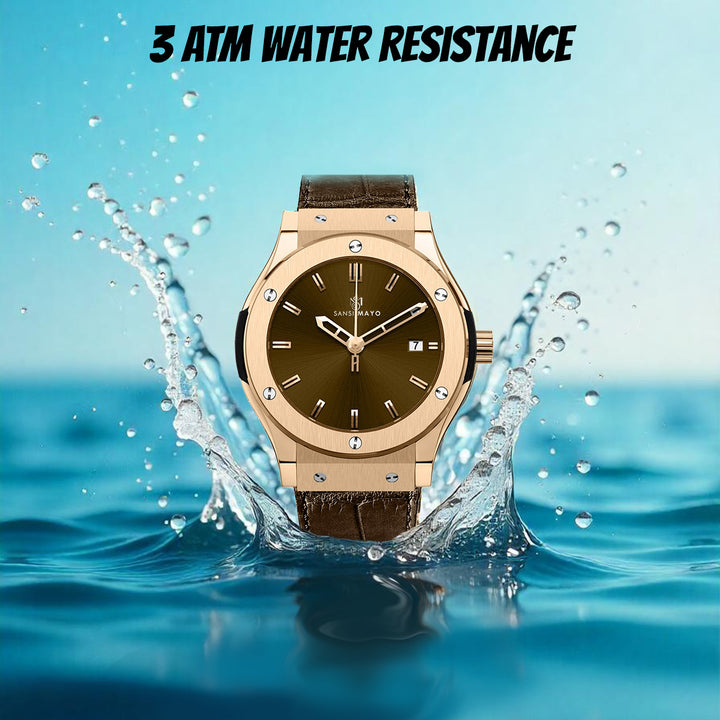 Hanry Mocha Brown Leather Analog