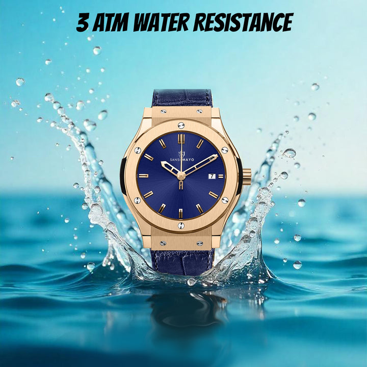 Hanry Royal Blue Leather Analog