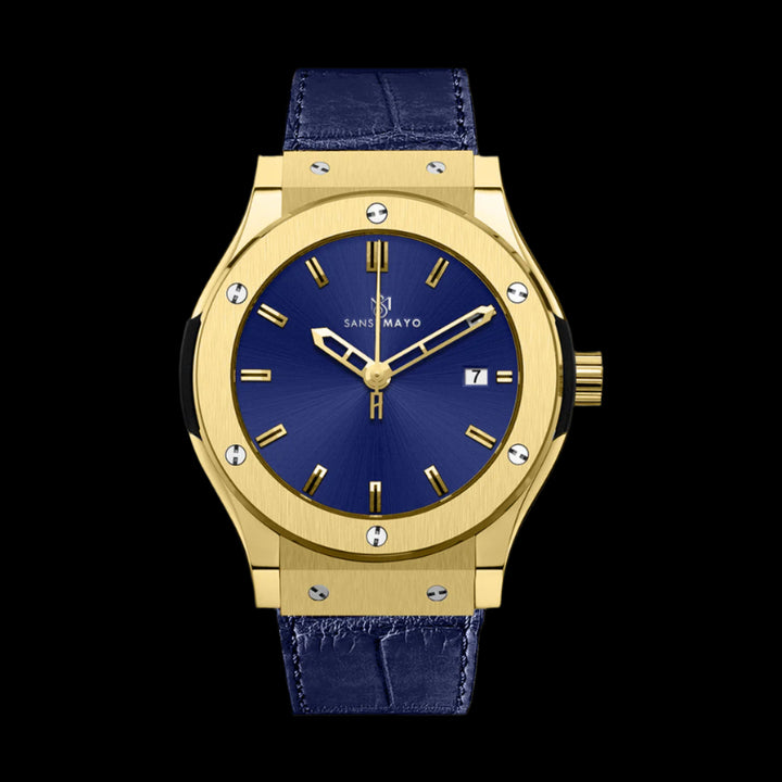 Hanry Azure Blue Leather Analog