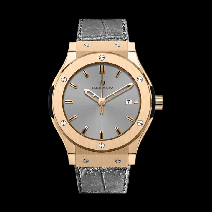 Hanry Slate Grey Leather Analog