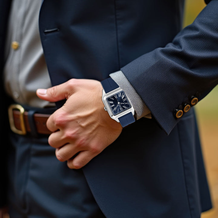 Albert Navy Blue Square Analog