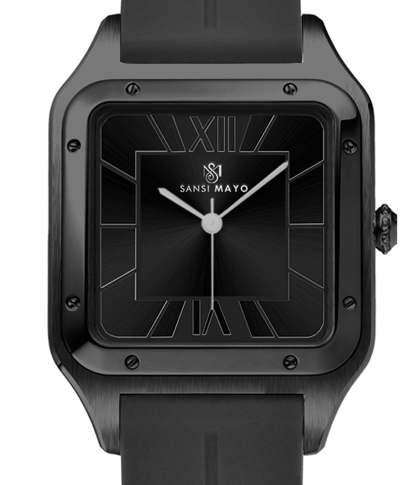 Carls Obsidian Black Square Analog