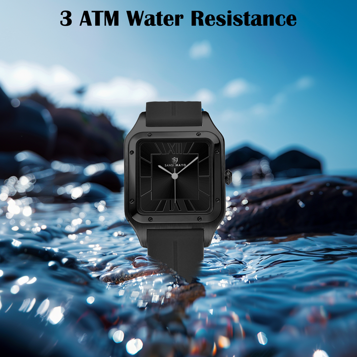 Carls Obsidian Black Square Analog