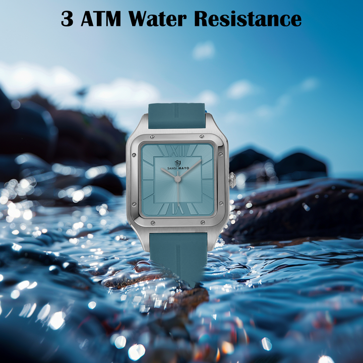 Carls Sky Blue Square Analog