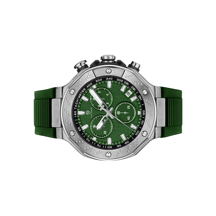 Sansi Mayo Romano Green Dial Men’s Watch — Silver Case with Green Silicone Strap