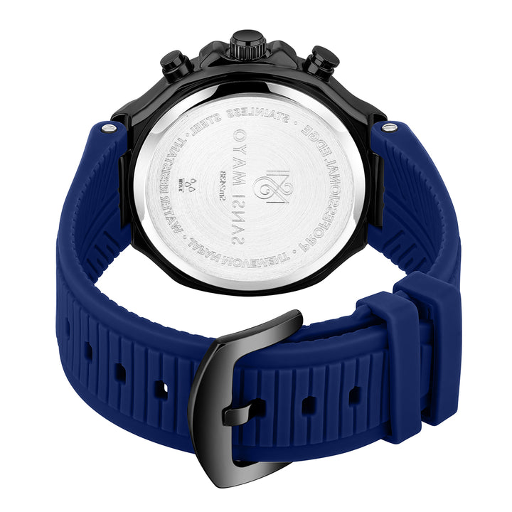 Sansi Mayo Romano Blue Dial Men’s Watch — Black Case & Silicone Strap