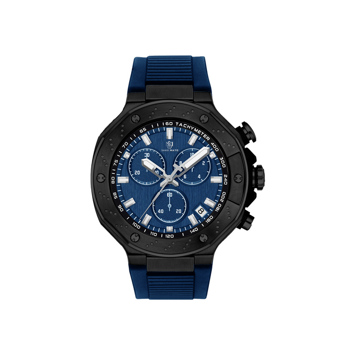 Sansi Mayo Romano Blue Dial Men’s Watch — Black Case & Silicone Strap
