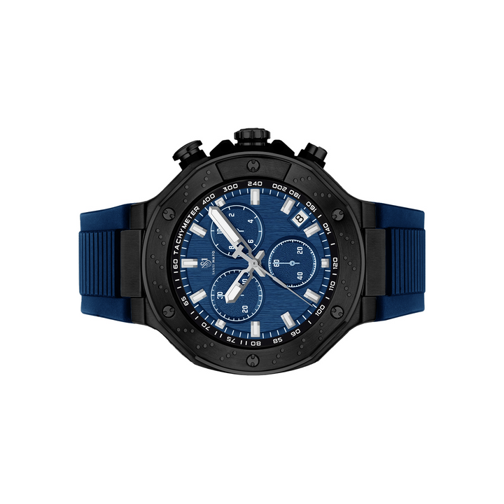 Sansi Mayo Romano Blue Dial Men’s Watch — Black Case & Silicone Strap