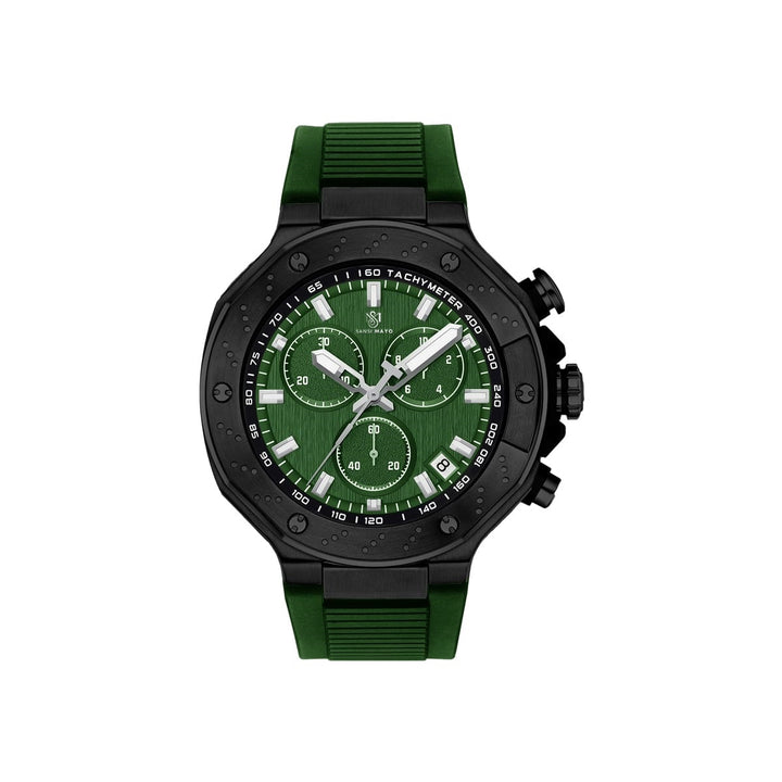 Sansi Mayo Romano Green Dial Men’s Watch — Black Case & Silicone Strap