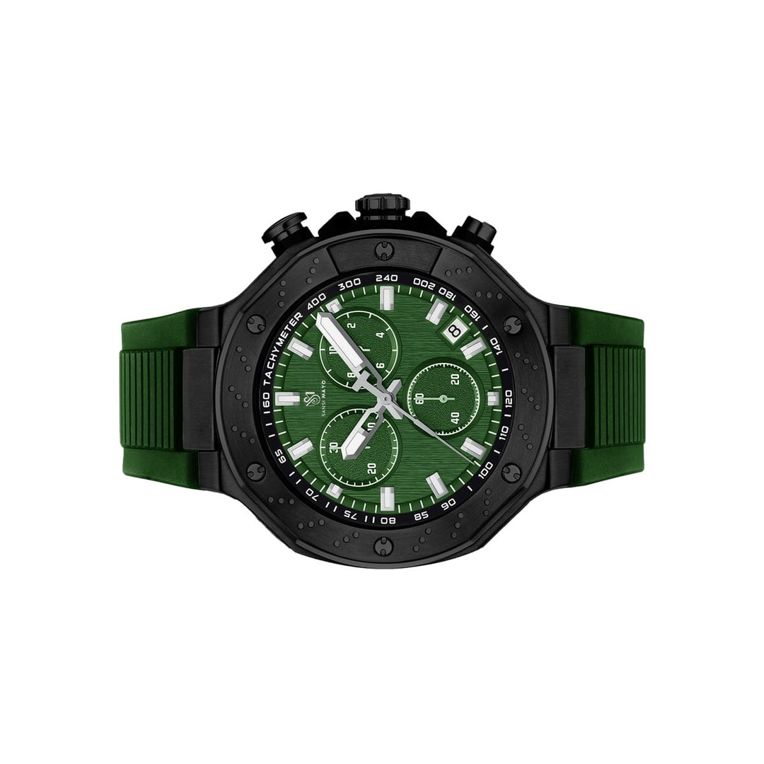 Sansi Mayo Romano Green Dial Men’s Watch — Black Case & Silicone Strap