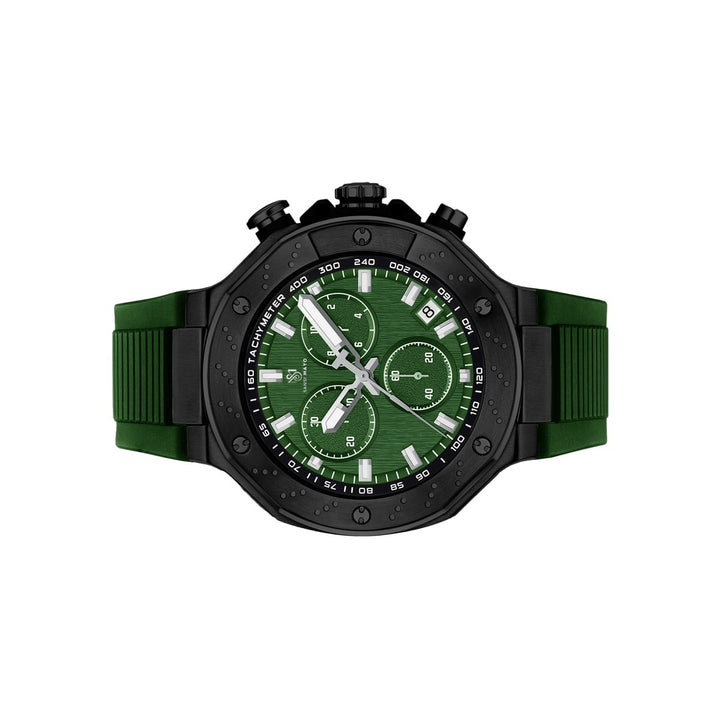 Sansi Mayo Romano Green Dial Men’s Watch — Black Case & Silicone Strap