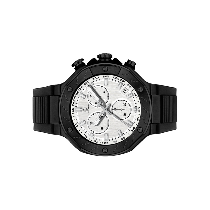 Sansi Mayo Romano White Dial Men’s Watch — Black Case & Silicone Strap
