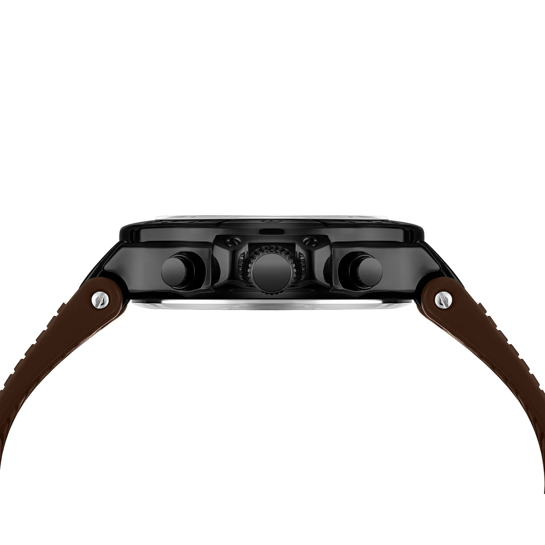 Sansi Mayo Romano Brown Dial Men’s Watch — Black Case & Silicone Strap