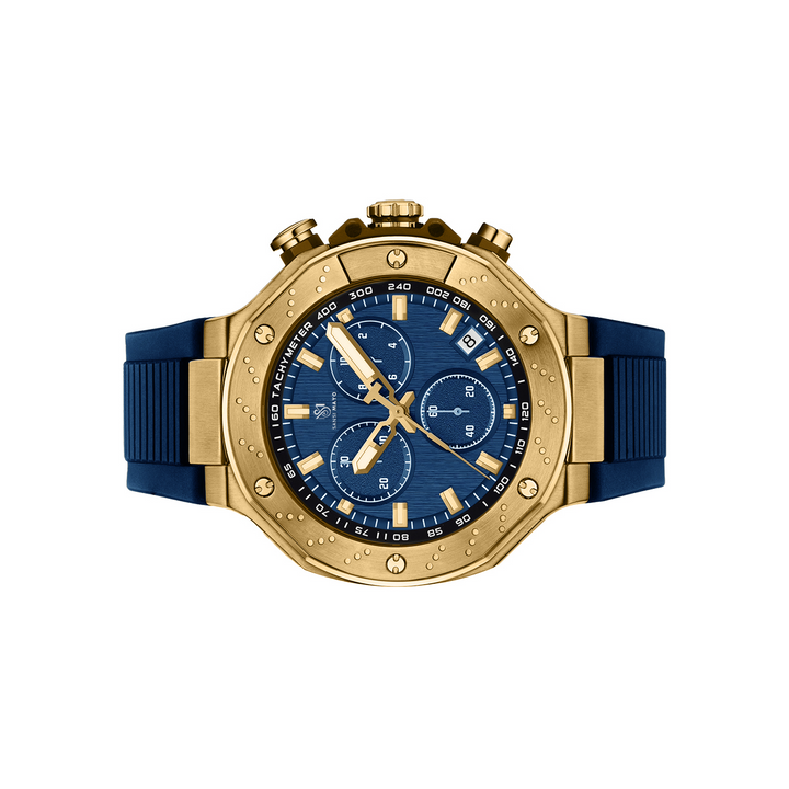 Sansi Mayo Romano Blue Dial Men’s Watch — Gold Case & Blue Silicone Strap