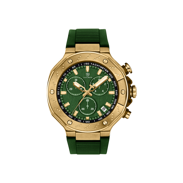 Sansi Mayo Romano Green Dial Men’s Watch — Gold Case & Green Silicone Strap