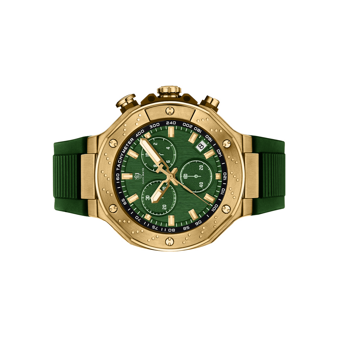 Sansi Mayo Romano Green Dial Men’s Watch — Gold Case & Green Silicone Strap