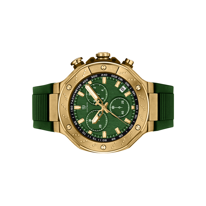 Sansi Mayo Romano Green Dial Men’s Watch — Gold Case & Green Silicone Strap