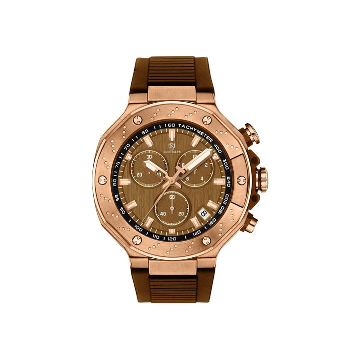 Sansi Mayo Romano Brown Dial Watch — Rose Gold Case & Brown Strap for Men