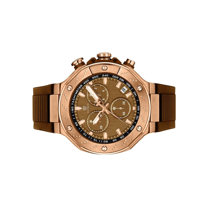 Sansi Mayo Romano Brown Dial Watch — Rose Gold Case & Brown Strap for Men