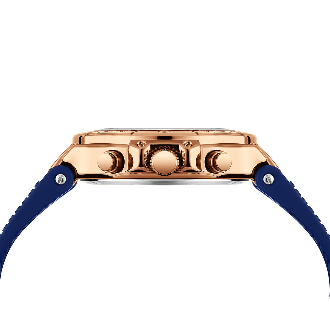 Sansi Mayo Romano Blue Dial Watch — Rose Gold Case, Blue Silicone Strap for Men