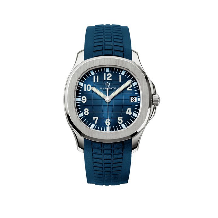 Alpha Round Blue Steel Wrist Watch