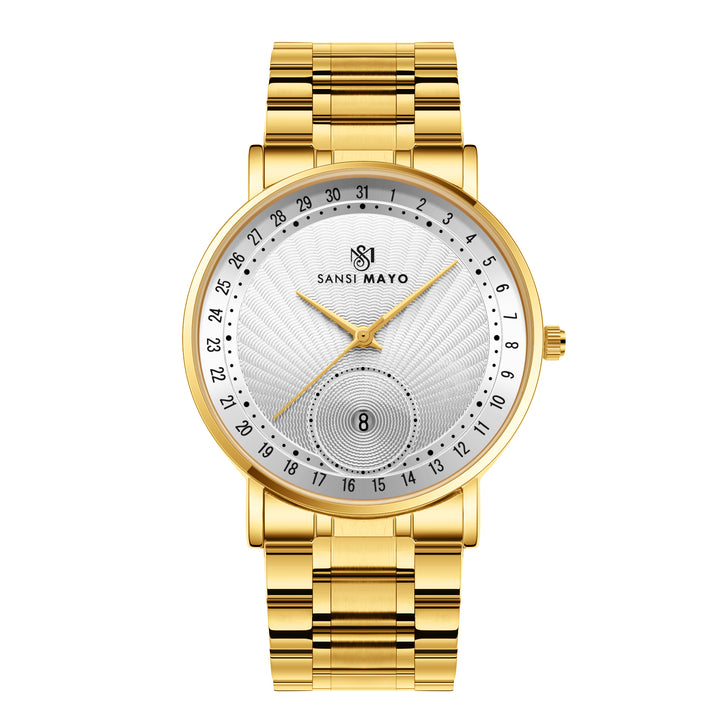 Axis Classic White Dial Gold Quartz Watch