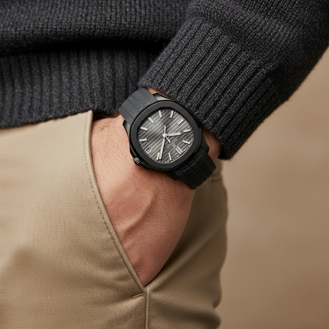 Round Stealth Gray Wrist Watch