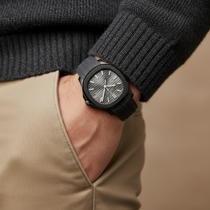 Round Stealth Gray Wrist Watch